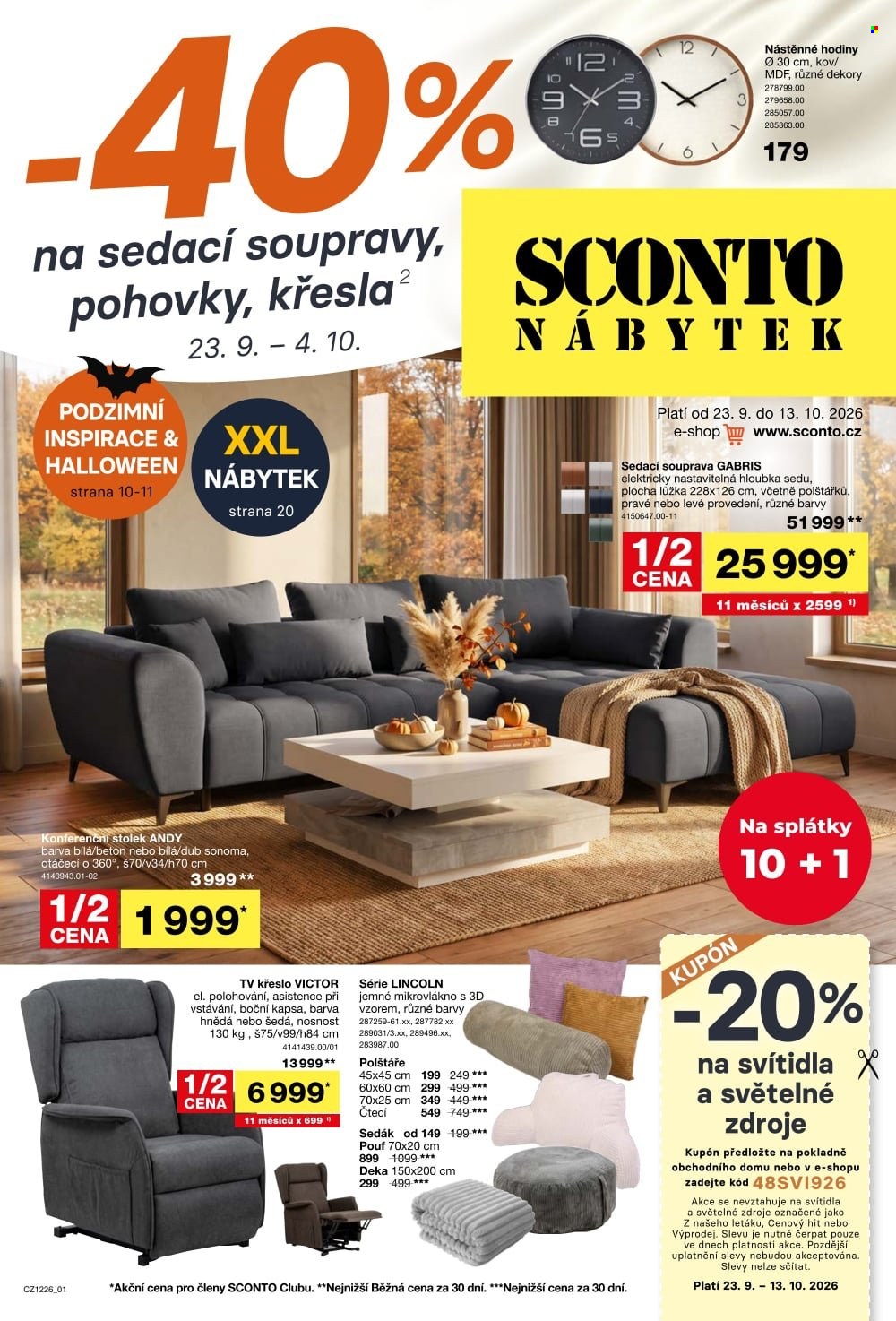 Leták SCONTO NÁBYTEK - 23.9.2026 - 13.10.2026. Strana 1