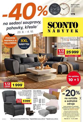 thumbnail - Leták SCONTO NÁBYTEK - -40% na sedací soupravy, pohovky, křesla