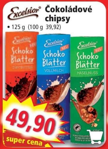 Excelsior čokoládové chipsy
