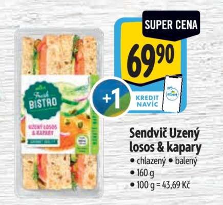 Sendvič Uzený losos & kapary