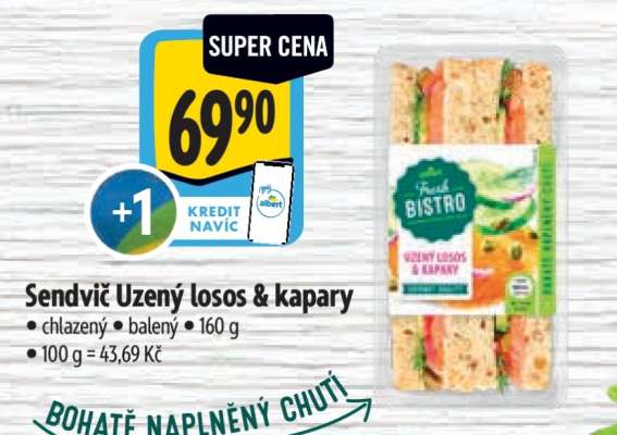 Sendvič Uzený losos & kapary