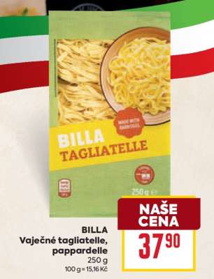 BILLA Vaječné tagliatelle, pappardelle