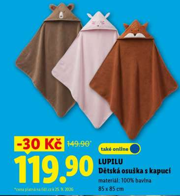 LUPILU Dětská osuška s kapucí