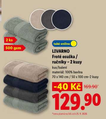 LIVARNO Froté osuška/ručníky – 2 kusy