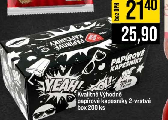 Kvalitně Výhodně papírové kapesníky 2-vrstvé box 200 ks