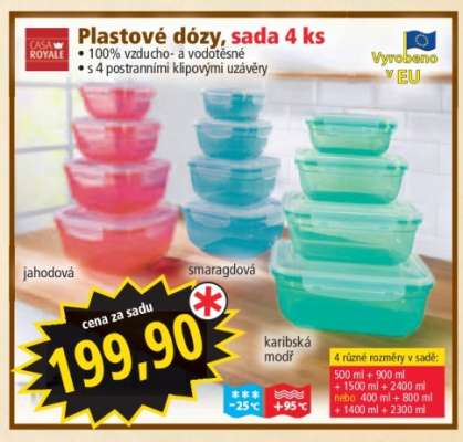 Plastové dózy, sada 4 ks