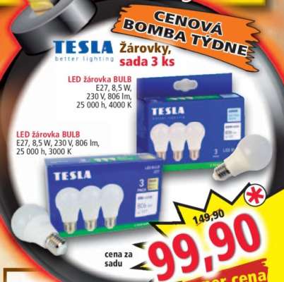 TESLA Žárovky, sada 3 ks