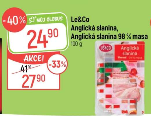 Le&Co Anglická slanina, Anglická slanina 98% masa
