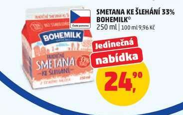 Smetana ke šlehání 33% Bohemilk