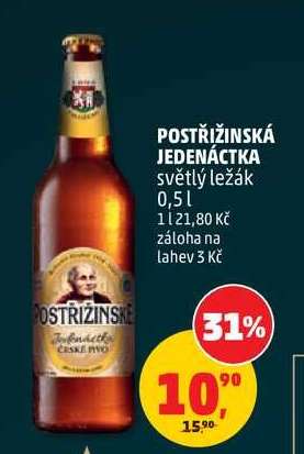 Postřižinská Jedenáctka světlý ležák 0,5 l