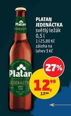 PLATAN JEDENÁCTKA světlý ležák 0,5 l