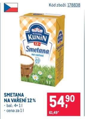 Smetana na vaření 12%