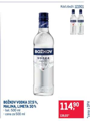 BOŽKOV VODKA 37,5%, MALINA, LIMETA 30%