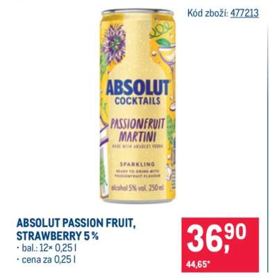 ABSOLUT PASSION FRUIT, STRAWBERRY 5 %