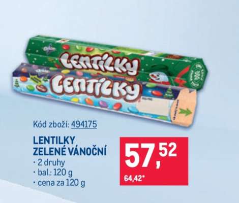 LENTILKY ZELENÉ VÁNOČNÍ
