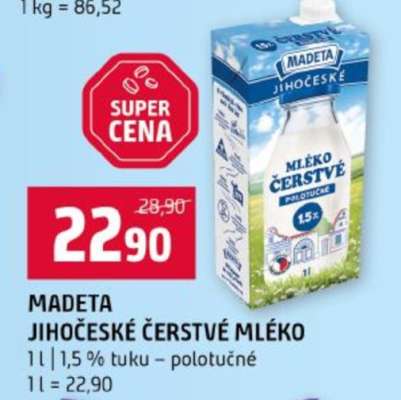 MADETA JIHOČESKÉ ČERSTVÉ MLÉKO