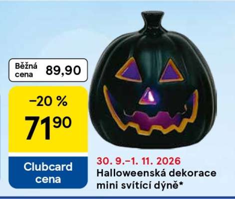 Halloweenská dekorace mini svítící dýně
