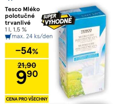 Tesco Mléko polotučné trvanlivé