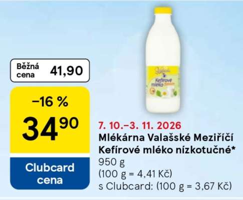 Mlékárna Valašské Meziříčí Kefírové mléko nízkotučné
