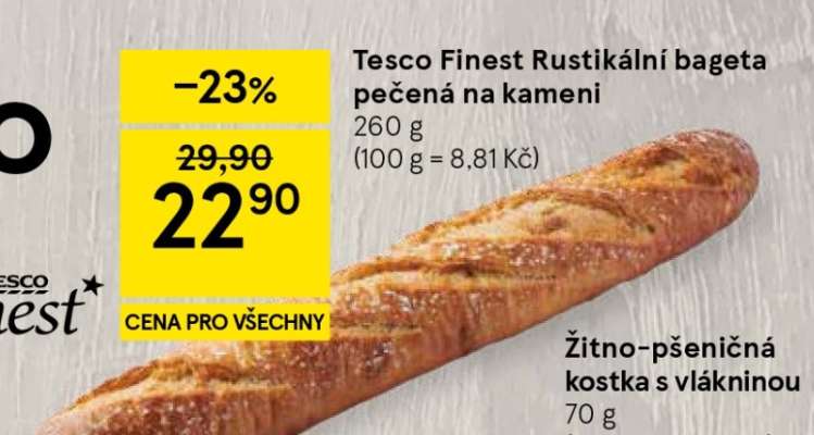 Tesco Finest Rustikální bageta pečená na kameni