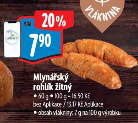 Mlynářský rohlík žitný