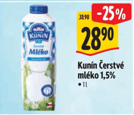 Kunín Čerstvé mléko 1,5%