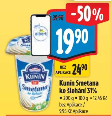 KUNÍN SMETANA KE ŠLEHÁNÍ 31 %