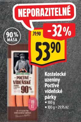 Kostelecké uzeniny Poctivé vídeňské párky