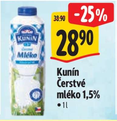 Kunín Čerstvé mléko 1,5%