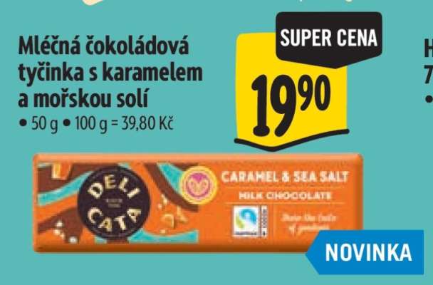 Mléčná čokoládová tyčinka s karamelem a mořskou solí
