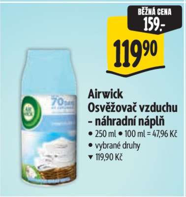 AirWick OSVĚŽOVAČ VZDUCHU – NÁHRADNÍ NÁPLŇ