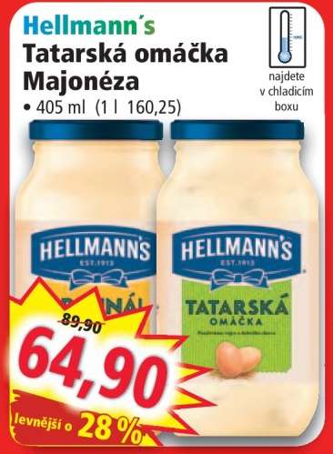 HELLMANN'S TATARSKÁ OMÁČKA, MAJONÉZA