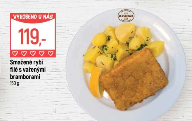 Smažené rybí filé s vařenými bramborami