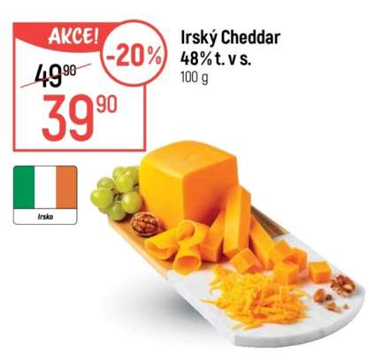 Irský Cheddar 48 % t. v s.