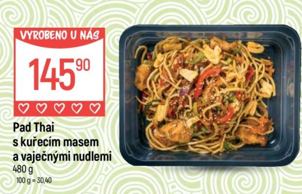 Pad Thai s kuřecím masem a vaječnými nudlemi