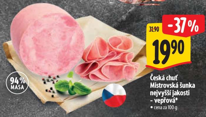 Česká chuť Mistrovská šunka nejvyšší jakosti - vepřová