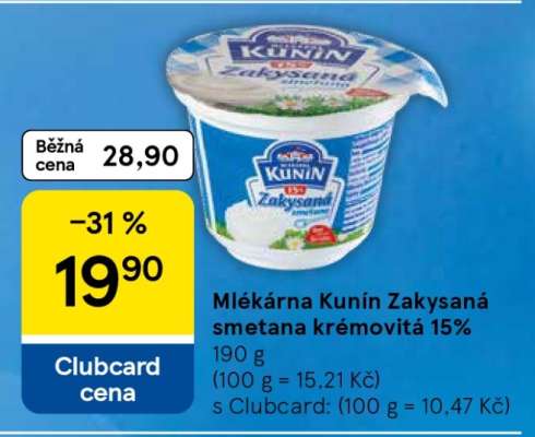 Mlékárna Kunín Zakysaná smetana krémovitá 15%
