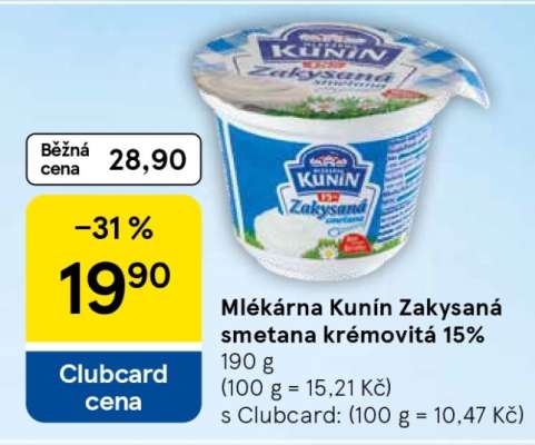 Mlékárna Kunín Zakysaná smetana krémovitá 15%