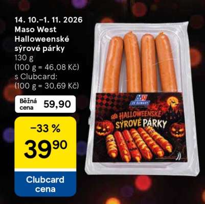 Maso West Halloweenské sýrové párky