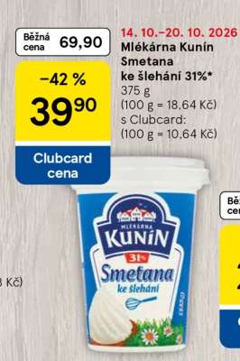 Mlékárna Kunín Smetana ke šlehání 31%
