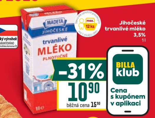 Jihočeské Trvanlivé mléko 3,5%