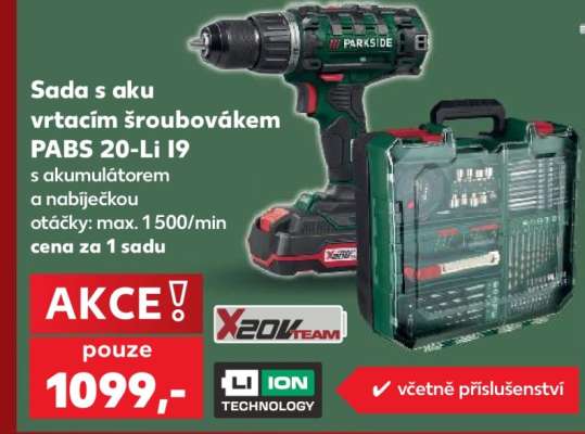 Sada s aku vrtačím šroubovákem PABS 20-Li I9