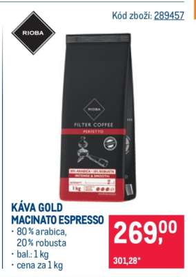 KÁVA GOLD MACINATO ESPRESSO