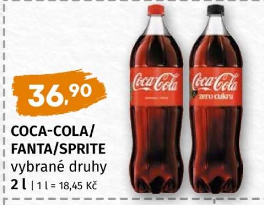 COCA-COLA, FANTA, SPRITE vybrané druhy