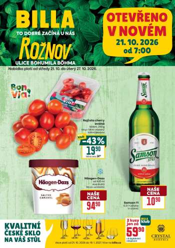 Leták BILLA - 21.10.2026 - 27.10.2026.