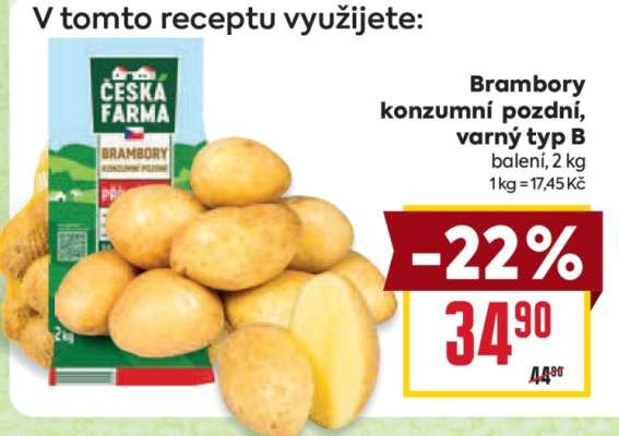 Brambory konzumní pozdní varný typ B