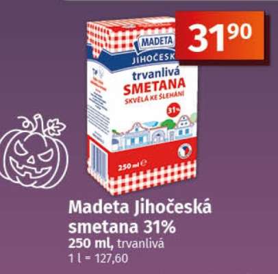 Madeta Jihočeská smetana 31%