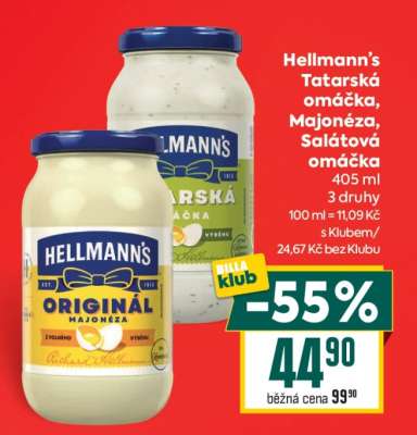 HELLMANN'S Tatarská omáčka/Majonéza/Salátová omáčka