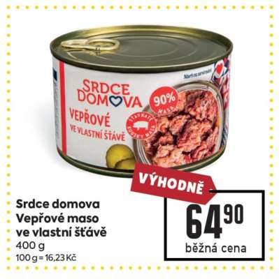 Srdce Domova Vepřové maso ve vlastní šťávě
