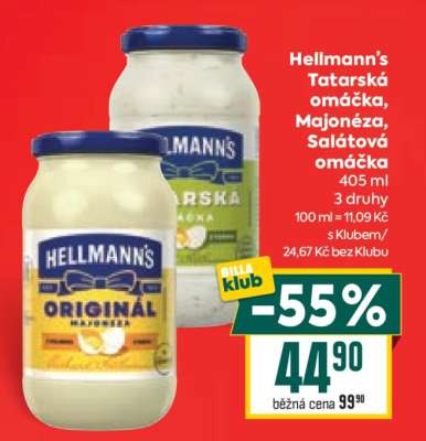 HELLMANN'S Tatarská omáčka/Majonéza/Salátová omáčka